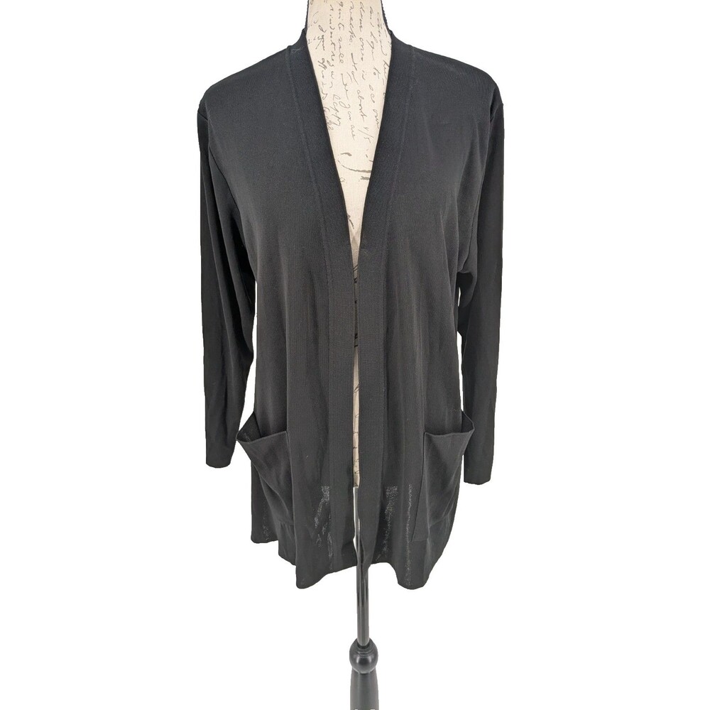 MISSOOK Open Front Sweater XXL Black Stretch Gorpcore Long 31"